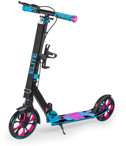Bergen City Scooter Tretroller Elite - klappbar, Aluminium, 200 mm Polyurethan-Räder, Stoßdämpfer, Hand- & Fußbremse, höhenverstellbar, Kinder ab 6 Jahre & Erwachsene bis 100 kg