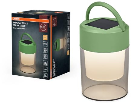 Osram ENDURA Style Solar Tischleuchte, 0,42W, 20lm, 3000K Warmweiß, dimmbar, Aufhänger, IP44, Kunststoff Grün