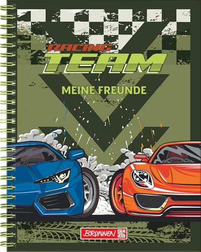 BRUNNEN Freundebuch Fast Wheels | 16×21 cm, 80 Seiten, grün/mehrfarbig