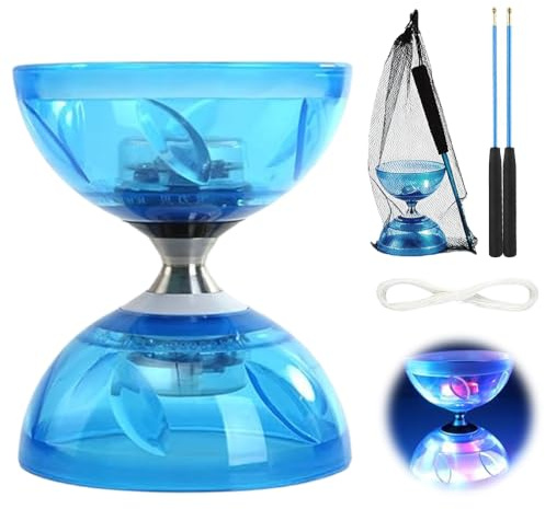 Jonuin LED Diabolo mit Kugellager, 4,5mm, Diabolo Freiläufer mit kugellager Dreifache Lagerung Set, Diablo Jonglierspielzeug Set für Erwachsene, Anfänger und Profis