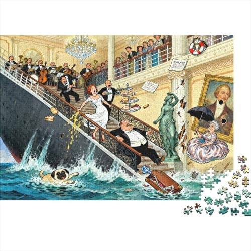 Titanic Grand Staircase Flood Wooden Jigsaw Puzzle Waterproof 1000 Piece Puzzles for Adults Challenging And Brainteasing Games