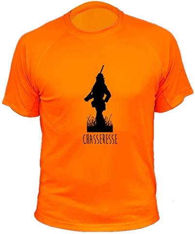 Tee Shirt Chasse pour Femme, Chasseresse, Taille Homme/Unisexe (S,453, Orange)