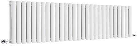 Milano Aruba White Horizontal Double Oval Panel Radiator - 400mm x 1652mm
