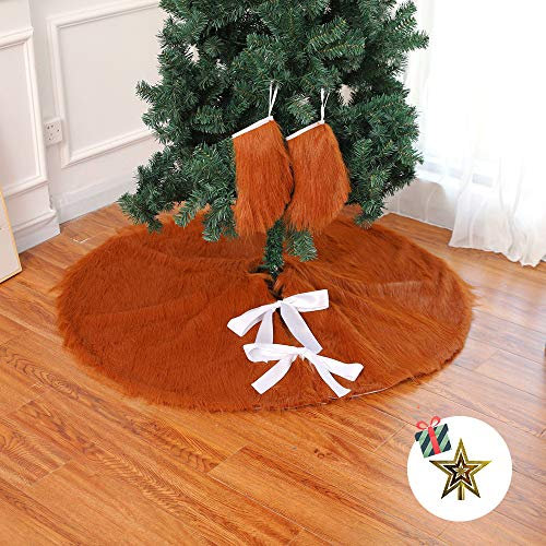 Odot Weihnachtsbaum Rock Dekoration, Decke Weinachtsdeko 78cm/122cm Rund Weihnachtsbaumdecke Weihnachtsbaum Röcke Ornaments für Weihnachten Baum Rock Deko Schutz (78cm,Brown)