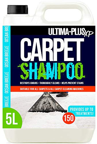 Ultima-Plus XP Carpet Cleaning Shampoo - High Concentrate Cleaning Solution for all Carpets - Perfect for Pet Owners (Ocean Breeze Fragrance, 5 Litres)