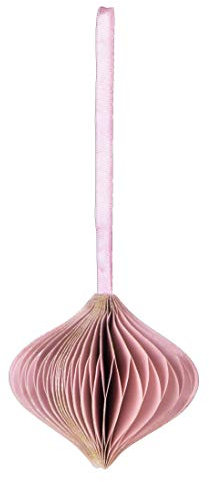 Rayher 46571270 Papier-Ornament Zwiebel, puderrosa, 1 Stück, 8x8cm, mit Goldkante und Aufhänger, faltbar, Papierschmuck Weihnachtsbaum