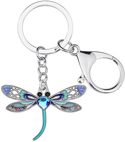 WEVENI Legierung Kristall Libelle Schlüsselanhänger Insekt Charms Emaille-Schmuck für Frauen Mädchen Auto Geldbeutel Tasche Zubehör