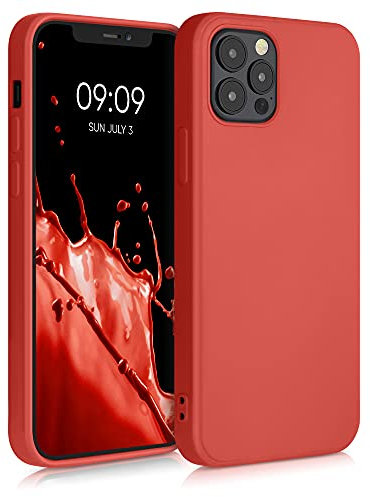 kwmobile Hülle kompatibel mit Apple iPhone 12 / iPhone 12 Pro Hülle - gummierte TPU Silikon Handyhülle - Schutzhülle für kabelloses Laden - Case in Rot