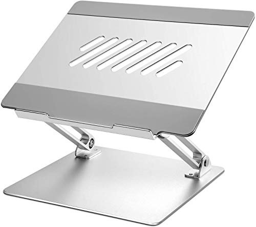 Consol Standing Laptop Stand, Foldable Laptop Riser Adjustable Angle Aluminum Alloy Lightweight and Durable Compatible with MacBook Pro/Surface Pro/HP (Silver)