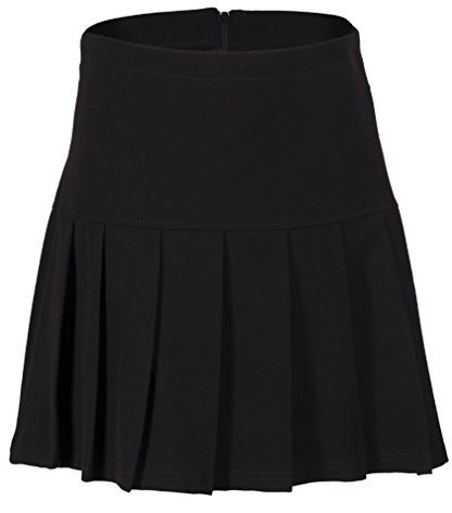 STAR FASHION New Kids Girls School Uniform Half Drop Waist Skirt Pleats Women’s All Round Pleated Plain Skirts with Zip Ladies Summer Skirt’s Schoolwear Black 12 Waist