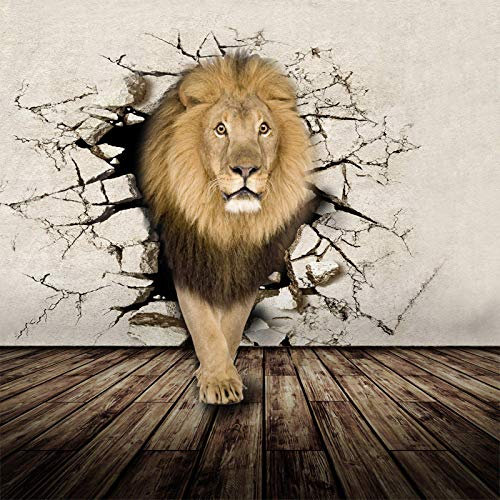 YXTSmurals Fond D'Écran Photo Effet 3D Brown Animal Lion Papier Peint Panoramique 3D Tapisserie Intissé Murales Poster Décoration Murale Effet Trompe Loeil