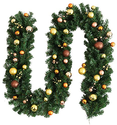 Weihnachtsgirlande Weihnachtsgirlande, 9 Fuß 106 Zoll künstliche Urlaub Garland Weihnachtsdekorationen for Wandtür-Treppen-Kamine Girlande (Color : Gold)