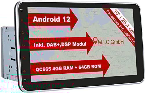 M.I.C. AU10 Android 13 Autoradio mit navi Qualcomm Snapdragon 665 4G+64G: DSP DAB+ BT 5.0 WLAN 10 Bildschirm USB sd GPS doppel 2 DIN OBD universal Gerät Ersatz für VW Toyota KIA Nissan Hyundai FIAT