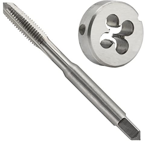 Aceteel M4,5 x 0,75 metrisches Gewindeschneid-Set, M4,5 x 0,75 mm, HSS Maschinengewindebohrer und M4,5 x 0,75 mm, legierter Werkzeugstahl, runde Schneideisen für Rechtshänder