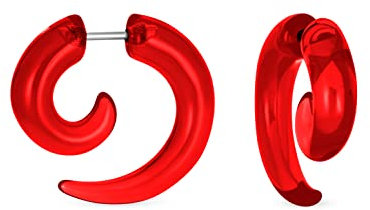 Unisex Durchsichtige Neonrote Große Runde Wirbelspirale Tribal Fake Faux Ohrstecker Dehnungs Ohrringe Acrylharz Chirurgenstahl Frauen Männer Teenager