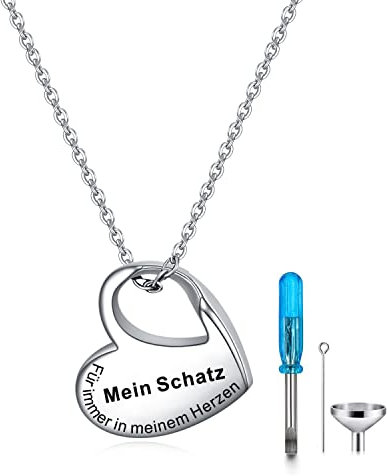 AITENME Urnen kette für Asche Herz Memorial Feuerbestattung Schmuck Asche Andenken Anhänger Halskette für Mein Schatz mit Trichterfüller Kit