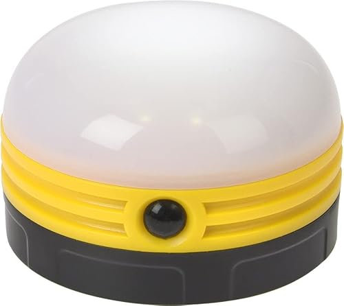 MIJOMA LED Minilampe Campinglampe Camping-Leuchte, 5 warmweiße LEDs, Lampe mit Bügel und Magnet, Indoor Outdoor Wohnwagen Zelt Schlafzimmer Wohnzimmer Ø8 x 5 cm (Gelb)
