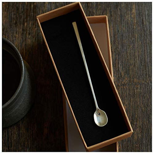 Bulk Spoons Set Sterling Silver Long Handle Cocktail Coffee Stirring Scoop Ice Tea Ice Cream Cake Dessert Scoop Milk Cereal Breakfast Spoon Spoons for Eating (Color : Metallic)