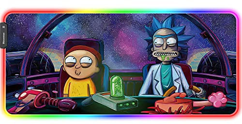 Bimormat Anime RGB Gaming Mauspad,900x400x3mm Groß Mousepad XXL,LED Schreibtischunterlage mit Rutschfester Gummibasis und Haltbaren Genähten Kanten für Personalisierter Gamer(90x40 rgbdrive)