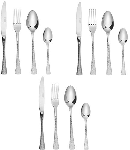 Russell Hobbs COMBO-8327 Milan 48 Piece Cutlery Set, 18/10 Stainless Steel Flatware Set, Service for 12 People, Mirror Polished Silverware with Knife, Fork, Tablespoon and Teaspoon, 50 Year Guarantee