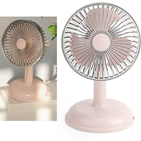 Kleiner elektrischer Ventilator, oszillierender Tischventilator, einfacher tragbarer Retro-Schreibtisch-Ventilator, Vintage-Stil, reine Farbe, USB-Aufladung, kleiner Ventilator, elektrischer