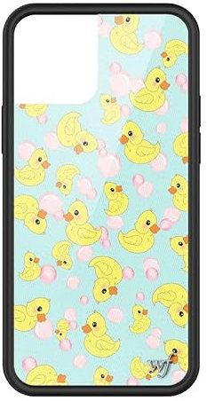 Wildflower Cases - What The Duck Case, Compatible with Apple iPhone 12/12 Pro | Blue, Yellow, Ducks, Trendy, Protective Black Bumper, 4ft Drop Test Certified, Women Owned Small Business