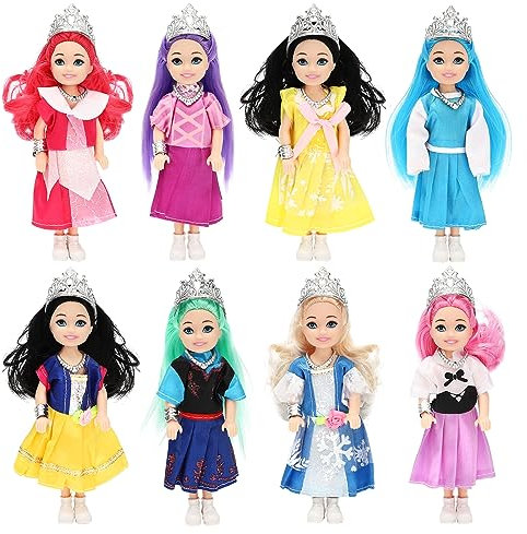 ONEST 8 Sets 15,2 cm große Puppen, niedliche Mädchenpuppe, 8 Sets handgefertigte Puppenkleidung und Schuhe