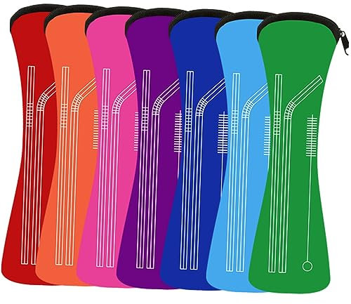 Lurrose 1 Set 6 Pezzi 304 Bere Cannuccia Cannucce in Metallo Con Astuccio Cannuccia Per Frullato in Metallo Cannucce Frullate Cannucce Da Tè in Metallo Paglia Lunga Viaggiare Lunghissimo