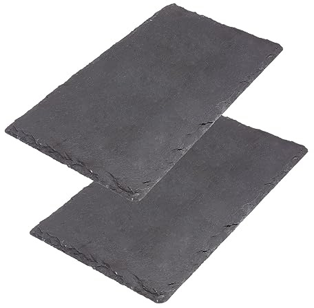 Westmark Naturschiefer-/Gastronormplatten, 2 Stück, GN 1/3, Mit Kratzschutz, Fläche: Je 32,5 x 17,6 cm, Schiefer, Tapas + Friends, Anthrazit, 692622E3
