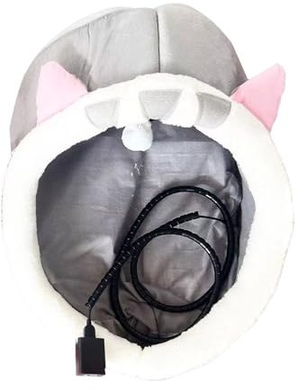 OLCANA Grotte pour chats chauffée | Cave pour lit pour chat avec chauffage USB et protection contre la surchauffe - Chauffage amovible pour chien Niche lavable pour animaux
