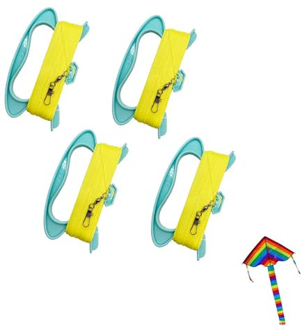 QIUMING 4 pezzi Linea di Aquiloni con 100m Linea linea per aquiloni volanti Cavo per Aquilone Filo Avvolgitore Filo di Aquilone per Attività all'aperto de Famiglie e Squadre (Verde)