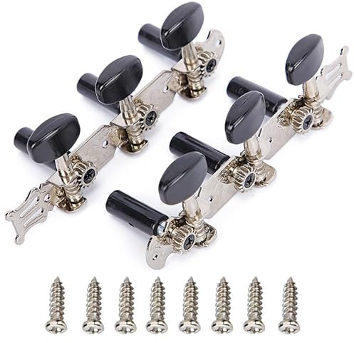 CHENNAN 2 Stück Metallisch Ersatzteile Gitarre Tuning Pegs Klassische 3R +3L Gitarre Mechaniken Knöpfe Stimmwirbel Stimmgerät Tuner für Guitar Universelle Größe für Akustikgitarren (Schwarz)