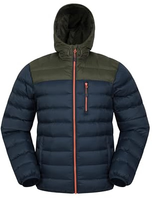 Mountain Warehouse Link Mens Padded Puffer Jacket | Lightweight & Water Resistant Hooded Coat, Tested to -30C, Microfibre Insulated to keep Warm & Comfy, For Winter, Walking