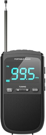 DollaTek Tragbares FM/AM Radio 900mAh wiederaufladbarer Akku, digitales Taschenradio mit LCD-Display, Kopfhörer zum Joggen, Spazierengehen, Radfahren