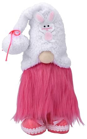 ENLACE Ostern Deko Wichtel, Osterhasen Zwerg, Handgemachte Ostern Hase Puppe Deko, Ostern Plüschpuppe für Osterdekoration Frühling Osterhase Wichtel Dekor, Rosa