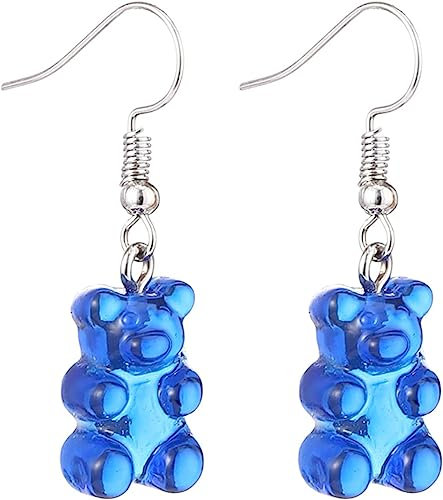 2 x blaue Bären-Ohrringe, Acryl, Schmuck, Kunststoff