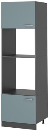 Vicco Armoire Micro-Ondes R-Line, Bleu-Gris/Anthracite, 60 cm
