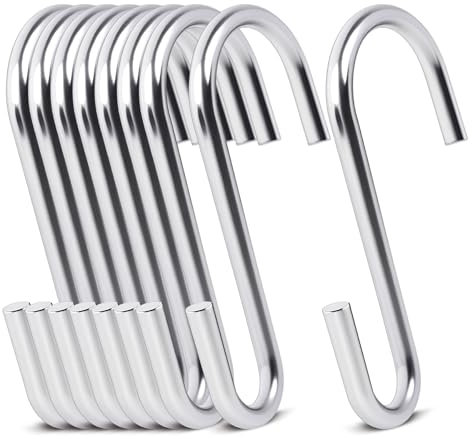 ilauke 20 Pack S Hooks for Hanging Heavy Duty, S Shaped Hooks for Kitchen, Stainless Steel Metal Hook for Home Kitchen Office Workshop Bathroom and Bedroom, Silver