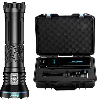 WUBEN A9 12000 Lumen Extrem Hell Taschenlampe, Taktische Taschenlampe 10200mAh Batteriebetrieben, 6 Lichtmodi Led Taschenlampe Type-C Aufladbar, 1378ft Leuchtweite Große Taschenlampe