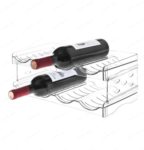YENXIKU Stackable Wine Racks Countertop - Water Bottle Organizer for Cabinet & Fridge - Wine Bottle Holder - Fridge Organizer, Wine Holder, Wine Rack for Inside Cabinet, Plastic, Hold 8 Bottles
