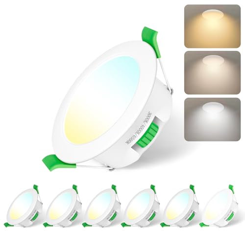 Jaenmsa Faretti Led da Incasso per Cartongesso 230V, 8W Foro Φ 75-85mm,IP44, Dimmerabile, Faretti LED Soffitto, Bianco Caldo 3000K Bianco Neutro 4000K Bianco Freddo 6500K, Set di 6