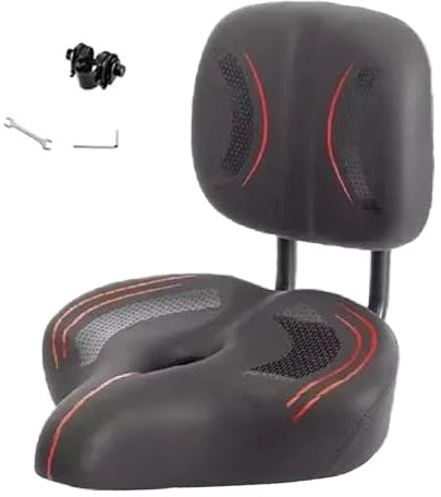 rockible Fahrradsitz mit Rückenlehne für Männer und Frauen Ergonomisches Design Komfortabel gepolstert Extra breiter Pendlerfahrrad-Fahrradsattel aus PU-, Schwarz