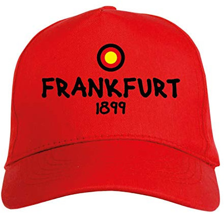 Frankfurt Mütze bestickt Deutschland Fußballfans Stadion Farbe Rot - Sport Ultras, aus Polyester, 5 Panel, Größenverstellung mit Klettverschluss, Weiß, One size