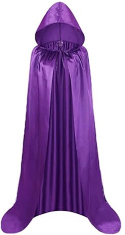 Teogneot Halloween Mantello,Mantello con Cappuccio,Mantello di Halloween Lungo Mantello Halloween Costume da Fantasma(Viola,170cm)
