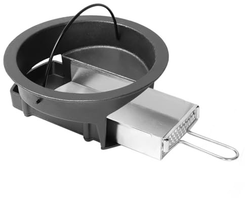 KAMaster 2 in 1 Cast Iron Ash Can Fit Kamado Grill Classic Joe,With Stainless Steel Slid Out Ash Drawer Remove Ash Easier,Ash Can With Foldable Handle Can Use With Fire Grate Or Charcoal Fire Basket