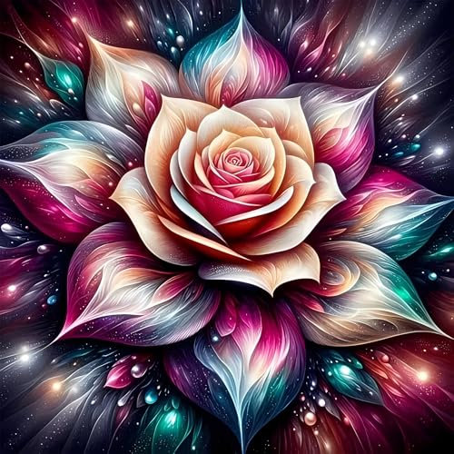 DPIDEA Rose Diamond Painting für Erwachsene, Diamond Painting Rosa 5D Diamant Painting Bilder DIY Diamant Malerei Stickerei Kreuzstich Runde Steine für Zuhause Dekor 30x30 cm