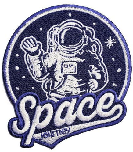 Astronaut Embroidered Iron on Patch Space Shuttle Iron on Patch Round Navy Blue Spaceship Patch