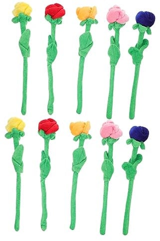 TOYANDONA 10 Piezas Rosa De Peluche Juguetes De Tallos Flexibles Ramo De Girasol Animales De Peluche Esponjosos Ramo De Flores Peluche De Girasol Flor Rosa Rellena Juguetes Flexibles Franela