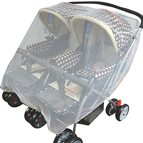 YIBOZI Zanzariera per passeggino doppio, rete anti-zanzare per seggiolino auto, doppia copertura in rete, zanzariera per passeggino