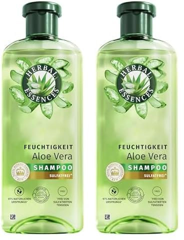 Herbal Essences Feuchtigkeits Shampoo mit Aloe und Jasminduft 350ml. Von sehr trockenem zu glänzenden Haar, Ohne Silikone, ohne sulfatierte Tenside, Mit Inhaltsstoffen natürlichen Ursprungs, Vegan